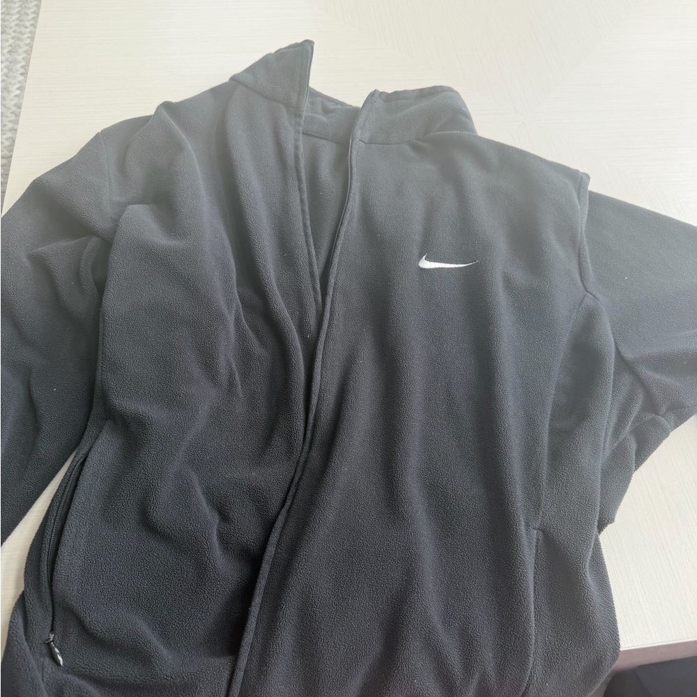 Nike Black Fleece Jacket with White Swoosh Detail